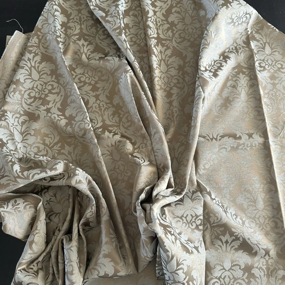 New Classic Woven Damask Jacquard Fabric Metallic Gold Silver 57x38